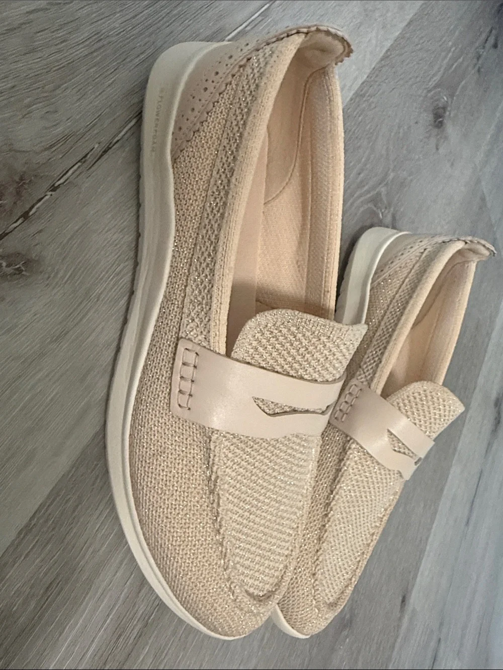 Cole Haan‎ Women's Beige Knit Slip-On Loafers
